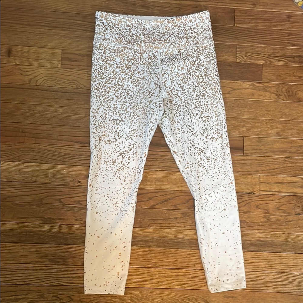 Zyia White and Gold Speckled Leggings